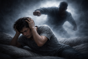 tafsir-hilm-aldarb-fi-almanam.jpg صورة تعبر عن تفسير حلم الضرب في المنام وما يرمز إليه من خوف وقلق وضغوط نفسية يعيشها الرائي أثناء الحلم