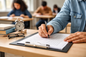 tafsir-hilm-al-imtihan صورة تعبيرية عن تفسير حلم الامتحان في المنام وما يرمز إليه من قلق وتحديات نفسية.