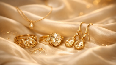 صورة لذهب ومجوهرات ترمز إلى تفسير حلم الذهب في المنام ودلالاته في علم تفسير الأحلام.