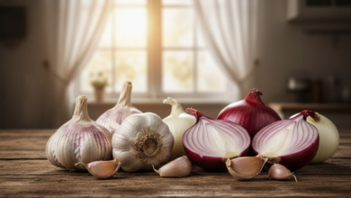 صورة تعبيرية لحلم الثوم والبصل في المنام ترمز إلى الأسرار المخفية والتغيرات في حياة الحالم