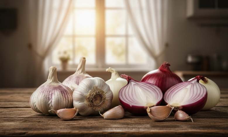 صورة تعبيرية لحلم الثوم والبصل في المنام ترمز إلى الأسرار المخفية والتغيرات في حياة الحالم